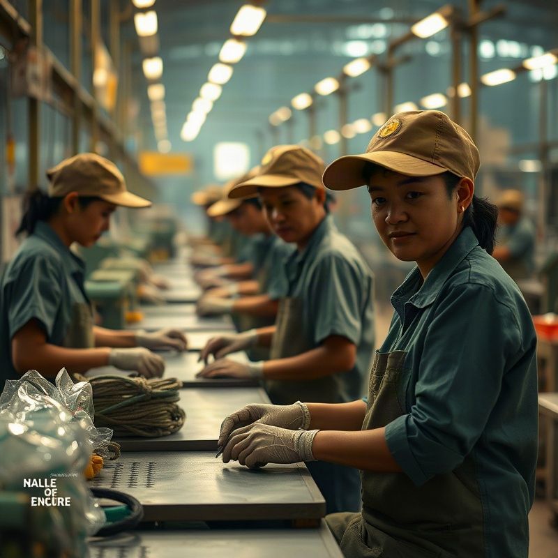 Thai factory floor workers in Northern Thailand